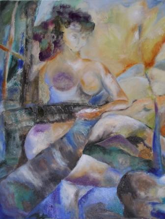 "Nachtmusik" 2012, Oel auf Collage auf Leinen, 89 cm x 66 cm, CHF 3'700.00